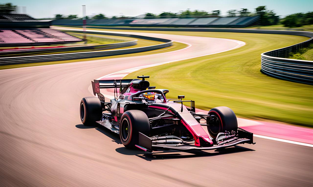 Jonge coureur in een single-seater tijdens een snelle bocht op een zonnig circuit